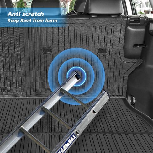 حصيرة البضائع مع مسند الظهر حصيرة لتويوتا RAV4 2024-2019 جميع الأحوال الجوية فرش داخلي للسيارات والشاحنات لتويوتا RAV4 اكسسوارات 2024-2019 حصيرة المقعد الخلفي in Kuwait