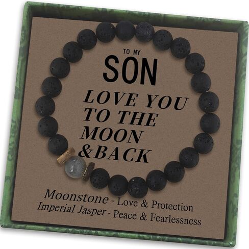 Bracelet for Teenage Boys Son Clothing Accessories Valentines Easter Gifts 8MM Beaded Bracelets Stocking Stuffers for Men 14 16 18 Year Old (To Son) in Saudi Arabia
