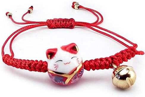 Pingyongchang H&Z Lucky Cat Maneki Neko Bracelet Adjustable | 6 Colors | Ceramic Bead in Kuwait