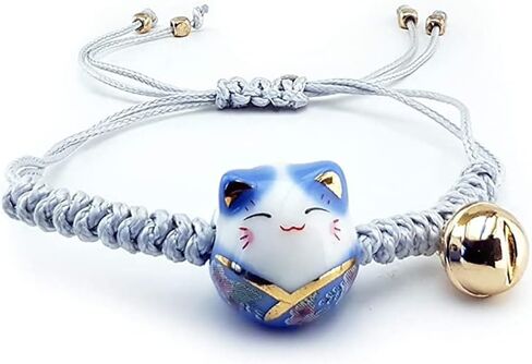 Pingyongchang H&Z Lucky Cat Maneki Neko Bracelet Adjustable | 6 Colors | Ceramic Bead in Kuwait