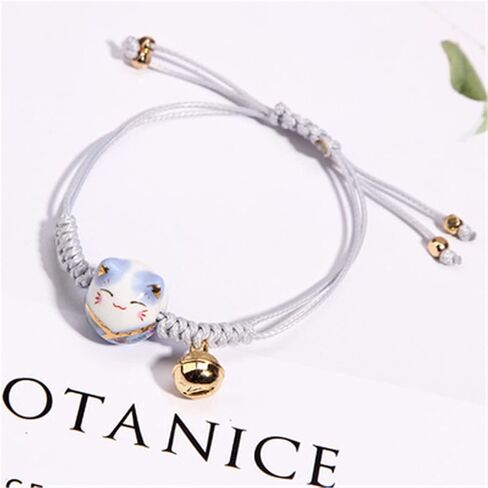 Pingyongchang H&Z Lucky Cat Maneki Neko Bracelet Adjustable | 6 Colors | Ceramic Bead in Kuwait
