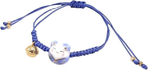 Pingyongchang H&Z Lucky Cat Maneki Neko Bracelet Adjustable | 6 Colors | Ceramic Bead in Kuwait