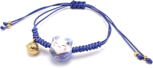 Pingyongchang H&Z Lucky Cat Maneki Neko Bracelet Adjustable | 6 Colors | Ceramic Bead in Kuwait