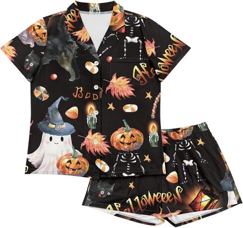 Women's Button Down Pajamas Set with Pockets Short Sleeve Button-Down Sleepwear Soft Pj Lounge Sets in Kuwait