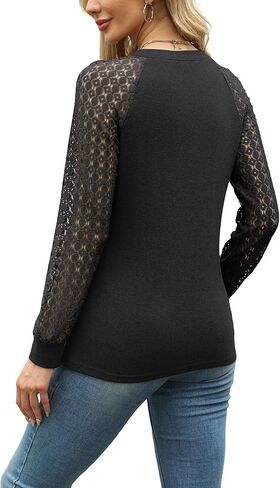 Womens Tops Dressy Business Casual Blouses Cute Soft Lace Long Sleeve Work Shirts Fall Clothes in Kuwait
