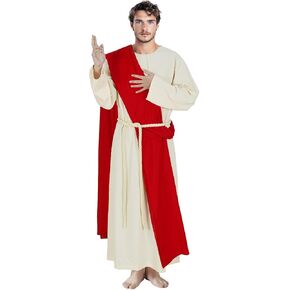 Men's Jesus Costume Bible Religious Christ Robe Outfits Halloween Costume