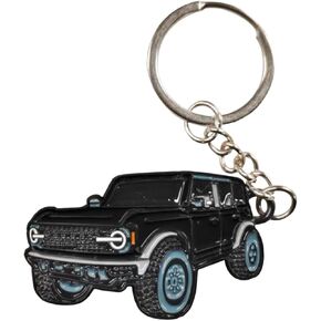 Bronco Car Keychain, Car Fob Cover Cool Mods Accessories, 4-Door Car Key Fob Holder Compatible with Ford Bronco 2021 2022 2023 (Silver)