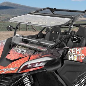 KEMIMOTO Folding 2-in-1 Half Flip UTV Front Shield. Compatible with CFMOTO ZForce 950 HO SPORT (2022-2023) / HO EX (2022-2024) / ZForce 950 (2020-2022), Front Flip Windshield