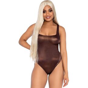 Leg Avenue Shimmer Spandex Snap Crotch Thong Bodysuit