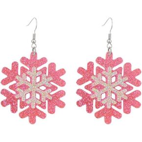 Christmas Earrings Snowflake Earrings for Women Shining Christmas Snowflake Earrings Glitter Acrylic Snow Dangle Earrings Xmas Drop Earrings