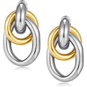 YUJIE Gold Link Earrings for Women, Multi Styles Geometric Link Earrings