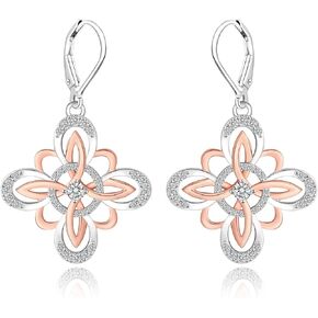 Witch Knot Earrings for Women - Silver Dangle Leverback Witches Earrings for Halloween Christmas jewelry gifts