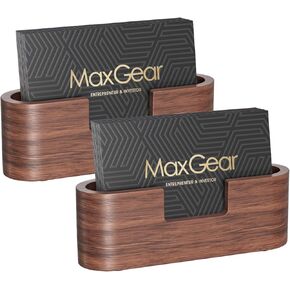 حامل بطاقات العمل MaxGear Walnut، حامل بطاقات العمل الخشبية للمكتب، عرض حامل بطاقات العمل، حامل بطاقات العمل المكتبي، حامل بطاقات للمكتب، عبوتان
