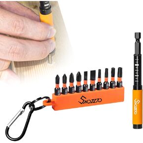 22PCS 1/4" Hex Shank Magnetic Drive Guide Set(Length: 3.15" + 4.72"), & Screwdriver Bit Set(S2 Steel) with Bit Holder,for Prevent Wood Screws Shaking When Driving,Suitable for Wood Processing