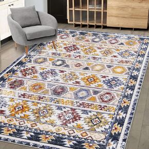 GAOMON 2x6 Long Hallway Runner Rug Vintage Kitchen Rug Runner Stain Resistant Indoor Runner Rug Non Slip Bedroom Living Room Runner Rug for Hallway Laundry Entryway, 2' x 6' Blue