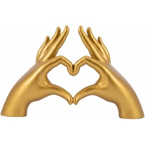 Resin Heart Hands Sculpture Statue Love Decor Accents Table Shelf Small Home Decorations for Living Room, Bedroom, Room, Office Decor (White)