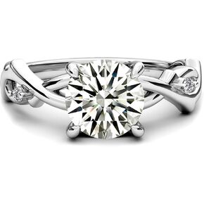 Willow Moissanite Engagement Rings for Women, 14K White Gold Plated Solid S925 Sterling Silver Rings Hamd Crafted Lab Created Diamond Vine Moissanite Ring for Women Birthday Christmas Gifts