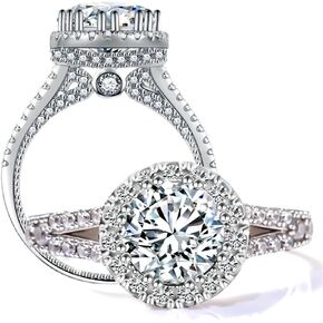 2CT Moissanite Eternal Ring Jewelry S925 Silver Plated 18K White Gold Wedding Promise Rings Gift