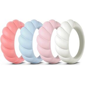 Egnaro Engagement Rings Women, Breathable Design Silicone Rings Women Wedding Bands, Stretchy Rubber Promise Rings for Gift, Anniversary Ring for Work Out