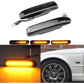 2x Smoked Lens Side Marker Compatible With BMW E46 1999-2001 3 Series Sedan 316i 318i 320i 323i 328i 318d 320d & 1999-2003 3 Series Coupe 318ci 320ci 323ci 325ci 328ci 330ci Turn Signal Light