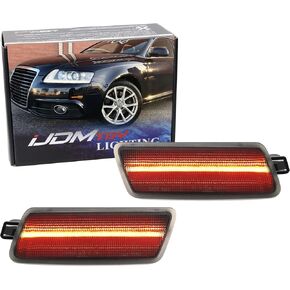 iJDMTOY Dark Smoked Lens Amber Full LED Bumper Side Marker Light Kit Compatible With 2005-2011 Audi A6 S6 RS6, Powered by 40-SMD LED, Replace OEM Front Sidemarker Lamps