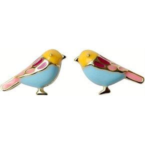 Cute Bird Stud Earrings for Women Girls 925 Sterling Silver Gold Tone Tiny Small Animal Pet Enameled Blue Yellow Pink Feather Birds Tragus Post Nickel Free Piercing Ear Jewelry Dainty Gifts Halloween Christmas