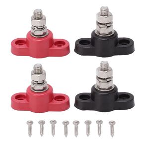 3/8" Single Stud Battery Junction Posts Block, 12V 24V Safe Red Black Power Stud Battery Junction Block Post(4 Pack)