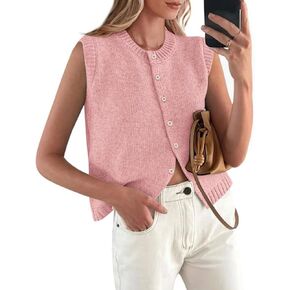 PRETTYGARDEN Sweater Vest Women Summer Tank Tops 2025 Sleeveless Button Down Trendy Clothes Business Casual Knit Outfits