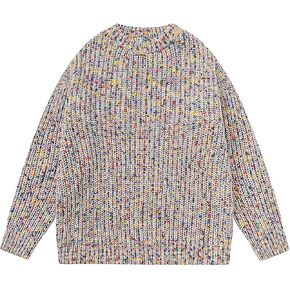 Women's Oversized Colorful Multicolor Rainbow Sweater Crewneck Vintage Chunky Cable Knit Pullovers Tops