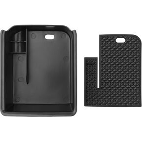 Karltys Center Console Organizer Tray for VW Volkswagen Golf GTI R MK8 2022 2023 2024 2025 Accessories Car Middle Console Organizer Insert Tray Armrest Storage Box with Non-Slip Black Silicone Mat
