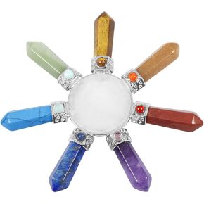 Rockcloud Cone & 7 Chakra Points Energy Generator,Reiki Healing Crystal Stone,Rock Quartz
