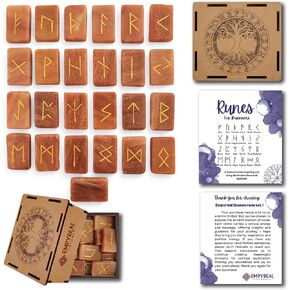 Norse Rune Stones Set, 25 Pieces with Guidebook, Elder Futhark Runes Engraved Divination Stones for Spiritual Growth and Insight (Pink Aventurine)