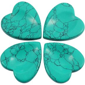 mookaitedecor Green Howlite Turquoise Thumb Worry Stone, Pocket Palm Stones Crystal Healing Reiki Stress Relief Pack of 4, Heart Shape