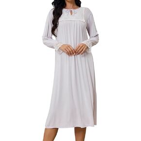 Nightgowns for Women Sleepwear Full Length Long Sleeve Night Shirt Comfy House Dress for Ladies