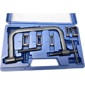 Pit Posse PP2563 Valve Spring Compressor Tool Set w/Carry Case - Valve Spring Removal for Motorcycle ATV Car Automotive Small Engine Cylinder Heads - C-Clamp and 5pc Adapters 16mm 19mm 23mm 25mm 30mm