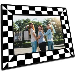 Groovy Wooden Picture Frame For 5"X7" Picture - Classic Black & White Checkerboard Frame Tabletop Display, Gifts For Kids & Adults, Home & Office Decorations(Horizontal)-A18
