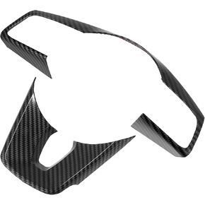 X AUTOHAUX 2pcs ABS Plastic Carbon Fiber Pattern Black Interior Steering Wheel Cover Trim Set for Kia Forte 2019-2021 for Kia Sportage Inner Decoration Auto Accessories