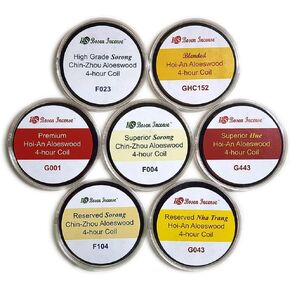 [Bosen] Aloeswood Incense 4-Hour Coil Sample Pack - 7 Single 4hrs Coil Packs - 100% Natural - AI4CS01r1