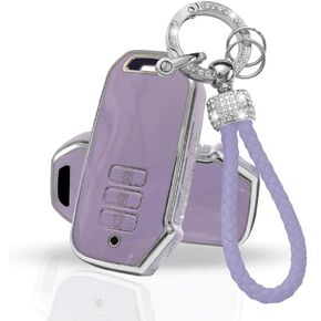 Key Fob Cover fit for KIA EV6 Sportage Plug in Hybrid 2024 2023 2022 TPU Key Cover Case Protector Bling Keychain Car Keyring 7 Buttons Purple
