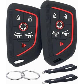 Silicone Rubber Key Fob Cover Compatible with 2023 2022 2021 2020 Chevy Chevrolet Corvette C8 (Black/Black)