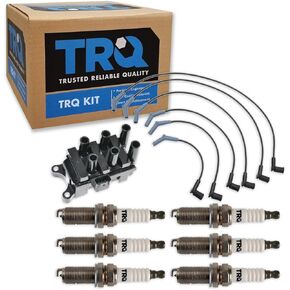 TRQ Ignition Kit Ignition Coil Spark Plugs Spark Plugs Wire Set Compatible with 2001-2007 Ford Taurus 2001-2005 Mercury Sable