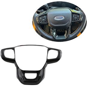 Korlot Carbon Fiber Style Interior Steering Wheel Cover Trim Accessories for 2024 Ford Ranger