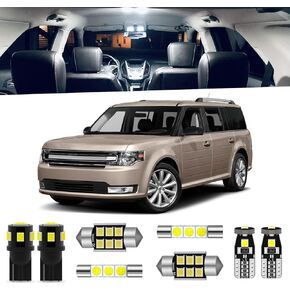 15-Pieces Flex Interior LED Light Kit for Ford Flex 2009 2010 2011 2012 2013 2014 2015 2016 2017 2018 2019 White 6000K Interior LED Lighting Package + License Plate Lights, Install Tool