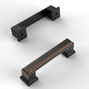 Amerdeco 10 Pack Matte Black Cabinet Pulls 3-3/4 Inch(96mm) Hole Center Cabinet Hardware Kitchen Cabinet Handles for Bathroom Drawer Pulls Dresser Pulls ZH0001