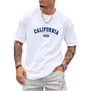 SOLY HUX Men's T-Shirt Letter Graphic Short Sleeve Shirts Summer Crewneck Baggy Tee Tops