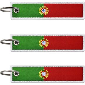 3 Pcs Portugal Portuguese Country Flag Keychain,Woven label Key Chains for Car Keys,Fabric Key Chains Men and Women,Used for Various Decorations.