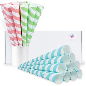 Premium Cotton Candy Cones 50 Pack Birthday Theme - Candy Park Multicolor Paper Cones - For Cotton Candy Machines & Candy Floss Sugar - Birthday Party Supplies