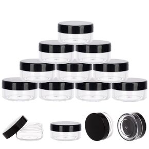 10 Gram Sample Containers with Lids, 10 Pack Sample Jars, Small Cosmetic Travel Containers for Makeup, Lotion, Cream, Powder, 10 ML Mini Containers with Pink Lids