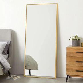 NeuType 47"x22" Wall Mirror Gold Mirror Floor Mirror Bathroom Mirror Wall-Mounted Mirrors Aluminum Alloy Frame No Stand