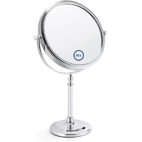 8-Inch Double Sided 10X and 1X Magnifying Makeup Mirror, Double-Sided & 360 ° swiveling for Make-up, Shaving, Facial Care in The Living Room, Travel Makeup Mirror